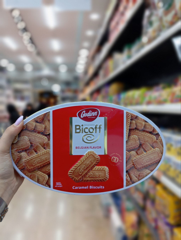 بیسکویت کاراملی گودین مدل Bicoff بلژیکی اصل