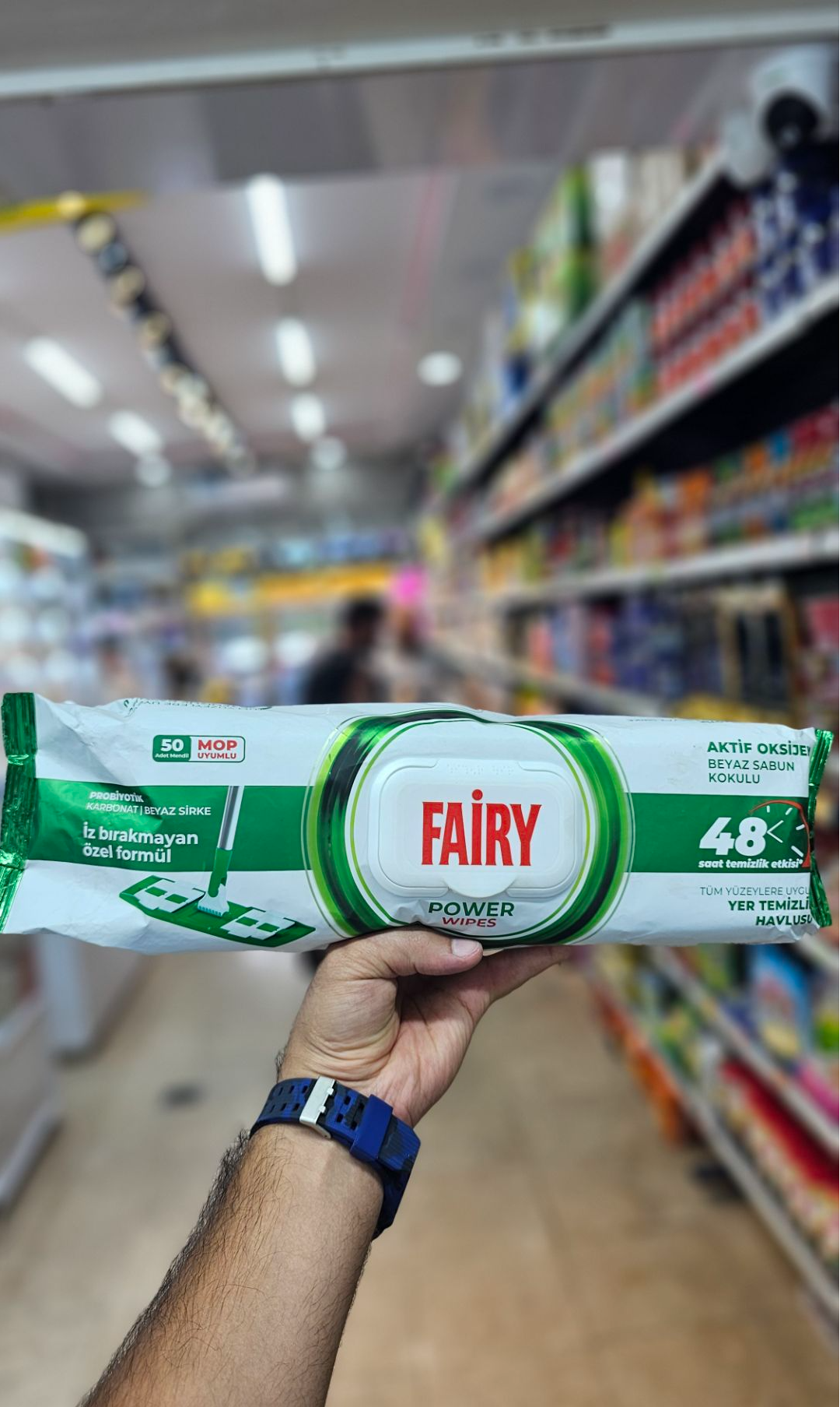 دستمال مرطوب سطوح فیری مدل Power Wipes با رایحه صابون سفید 50 عددی