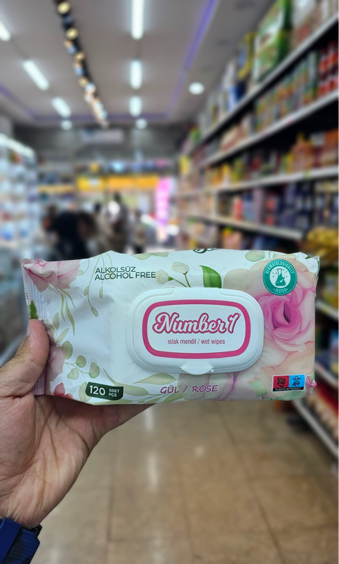 دستمال مرطوب نامبر وان Number 1 مدل گل رز بسته 120 عددی