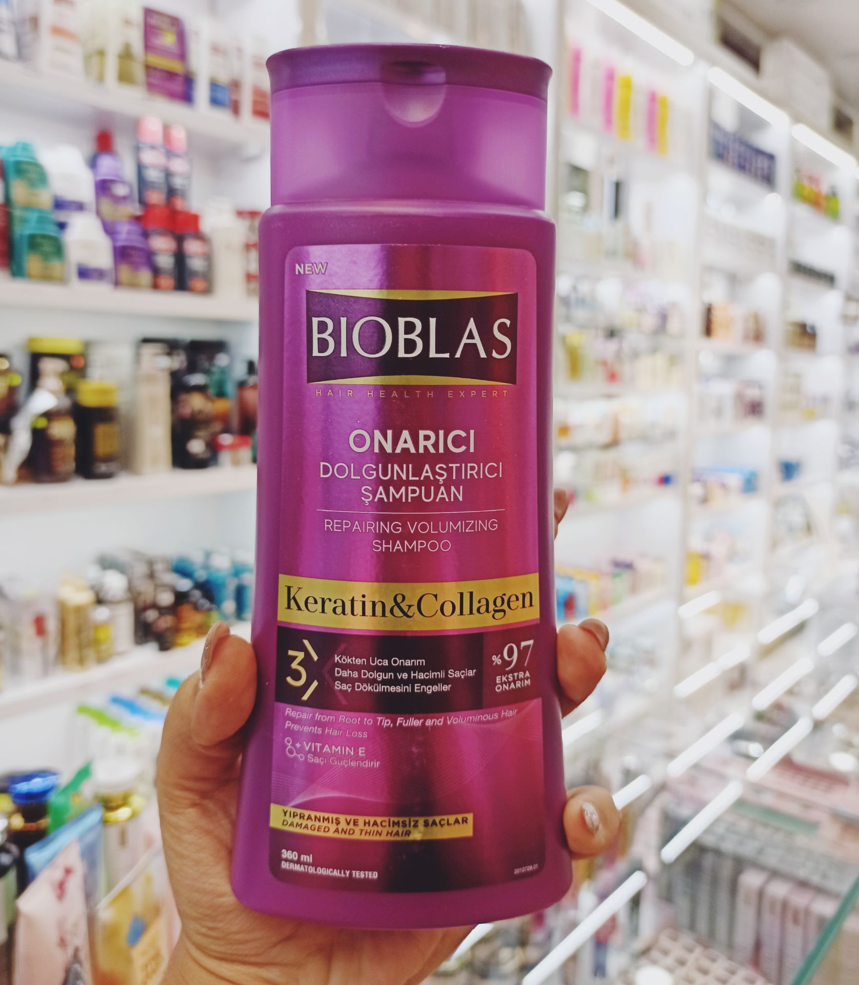 شامپو تقویت‌کننده بیوبلاس مدل Keratin & Collagen حجم ۳۶۰ میل