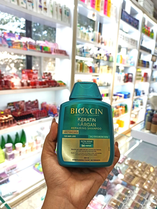 شامپو ضد ریزش و ترمیم کننده آرگان و کراتین BIOXCIN حجم ۳۰۰ میل