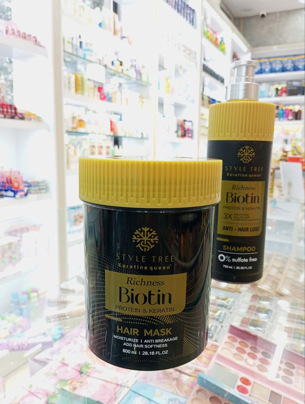 ماسک مو کراتین کوئین Style Tree مدل Richness Biotin حاوی پروتئین و کراتین حجم 800 میل