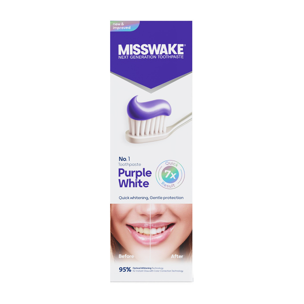 خمیر دندان میسویک Misswake مدل سفید کننده و ضد زردی حجم ۷۵ میلی لیتر