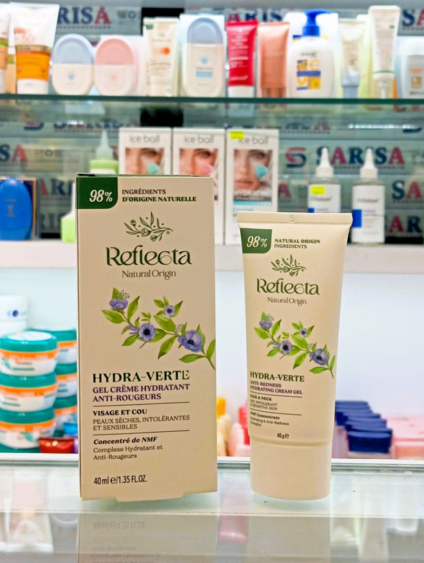 کرم ژل مرطوب کننده صورت و گردن رفلکتا مدل Hydra verte مناسب پوست خشک، حساس و مستعد به قرمزی