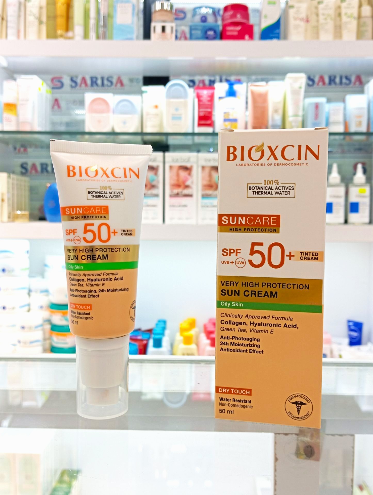 کرم ضد آفتاب رنگی بیوکسین BIOXCIN مناسب پوست چرب SPF50 حجم 50 میل