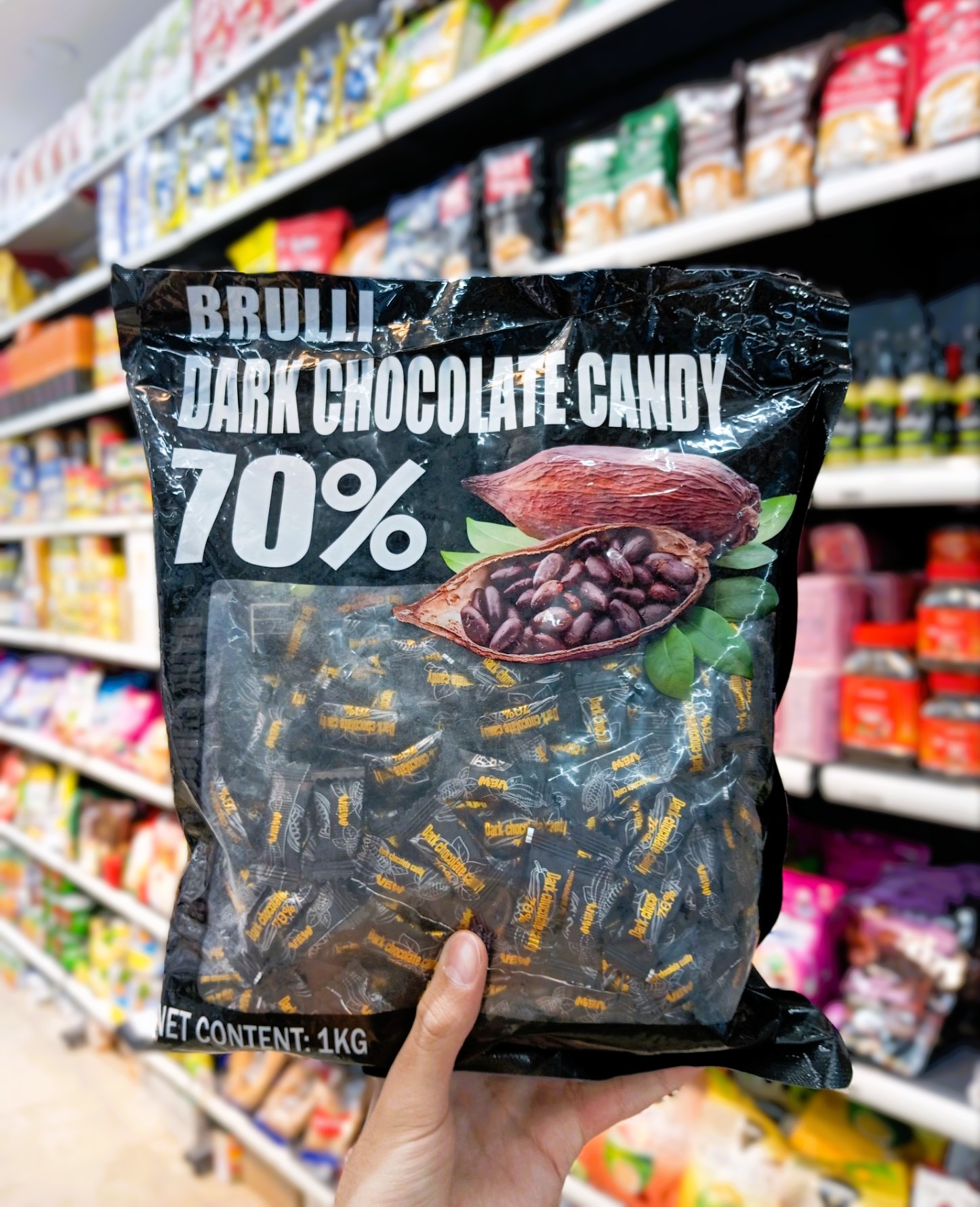 آبنبات برولی Brulli قهوه ۷۰٪ کافی کندی ۱ کیلویی – طعم عمیق قهوه و شکلات تلخ