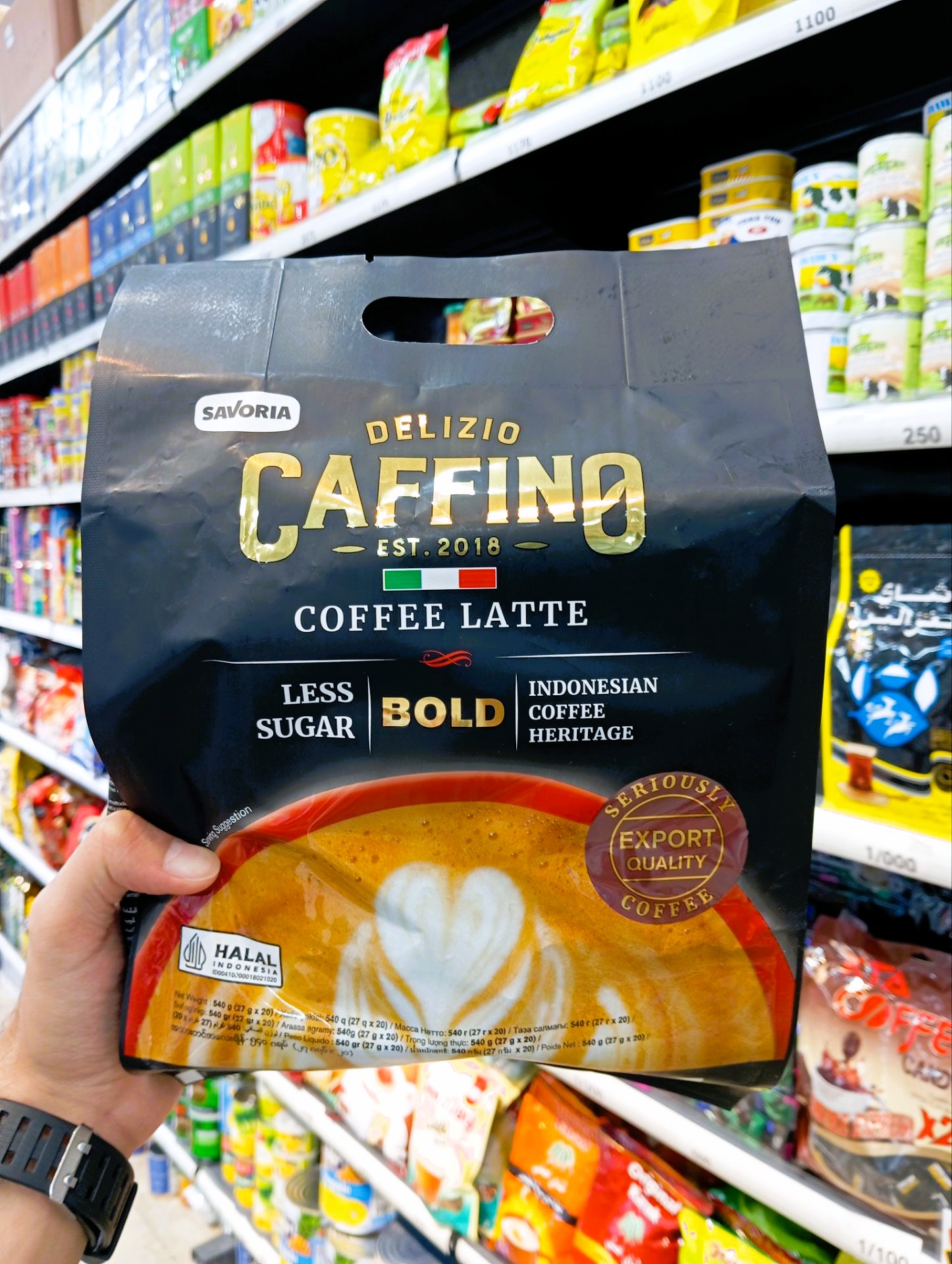 کافی لاته Caffino Bold با شکر کمتر ۲۰ عددی | قهوه فوری
