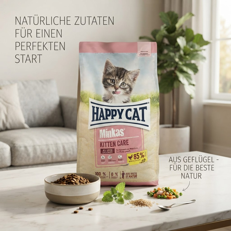 غذای خشک بچهگربه هپی کت مدل Minkas Kitten Care طعم مرغ – فله ۱ کیلوگرم